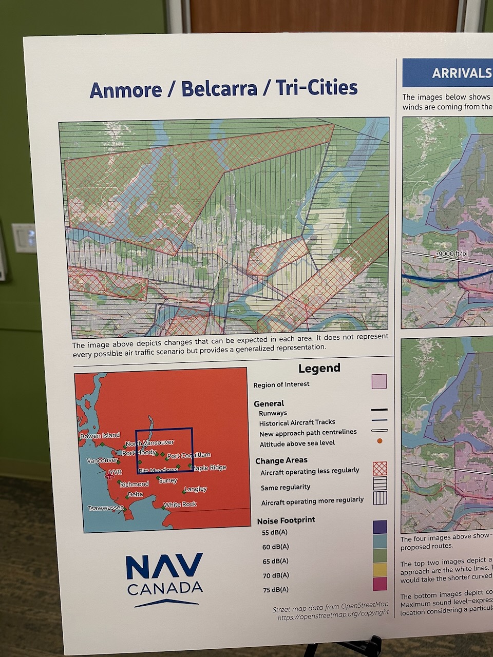 Before and after comparison of flight routes for both runway configurations